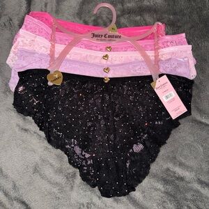 Juicy Couture Lace Panties - Cheeky - XL - cute accent heart pieces ! Set of 5!